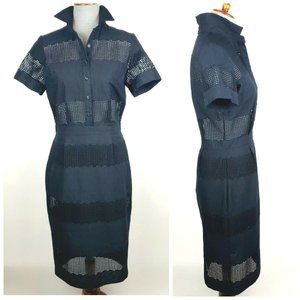 ASOS Short Sleeve Pencil Midi Dress Crochet Insert